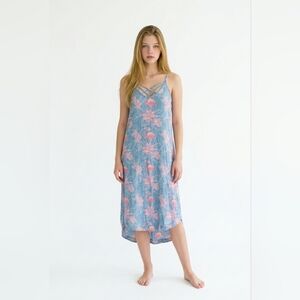 Floral Blue and Pink Maxi Dress